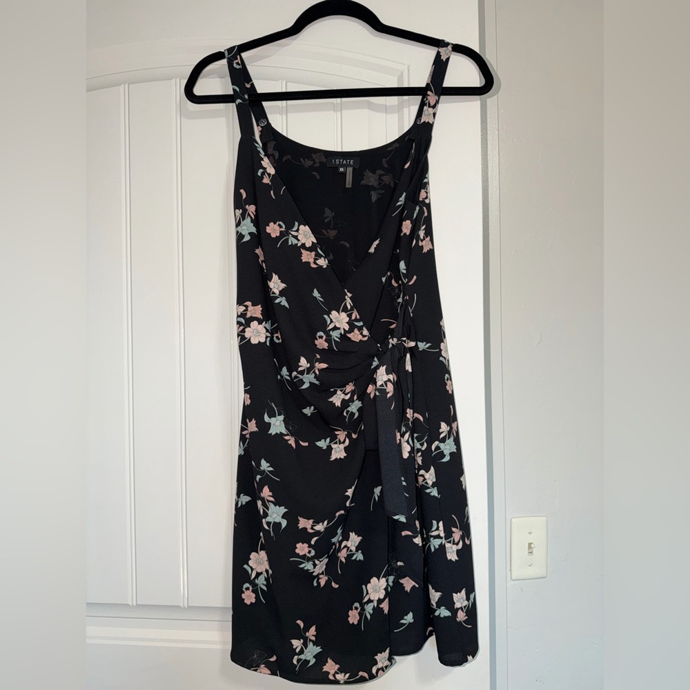 STATE Black Dress with Floral Accents